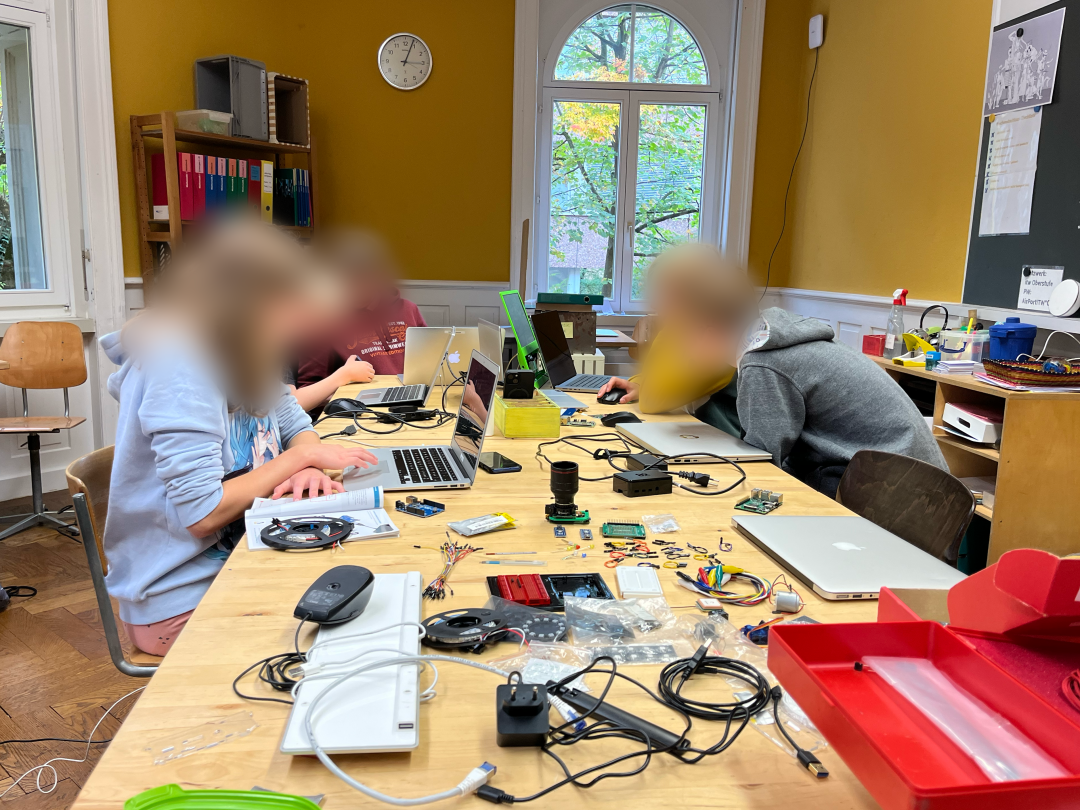 Students working on maker projects