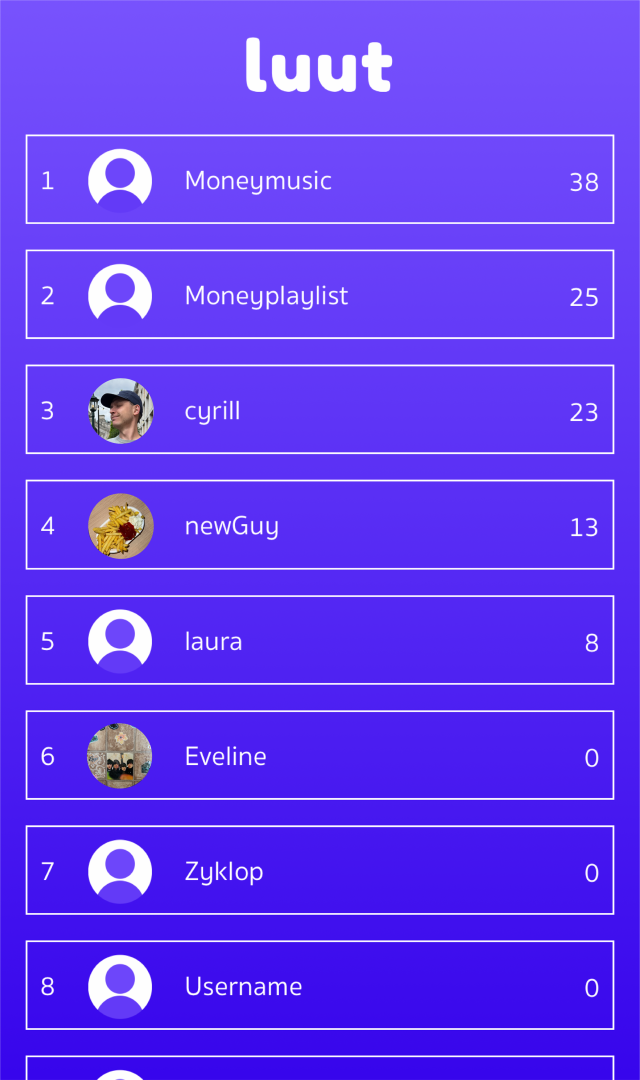 Luut Mobile app interface